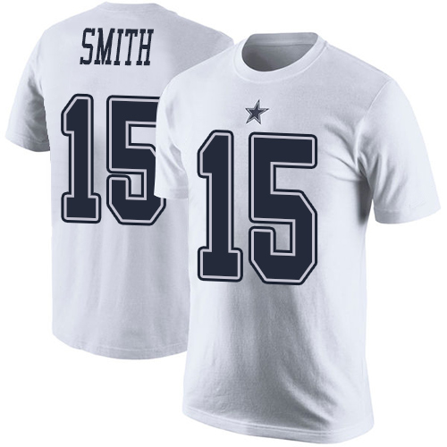 Men Dallas Cowboys White Devin Smith Rush Pride Name and Number #15 Nike NFL T Shirt->dallas cowboys->NFL Jersey
